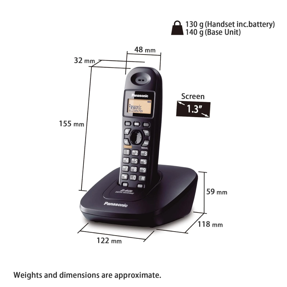Panasonic Wireless Telephone Set Black (KX-TG3611SXB) view 2